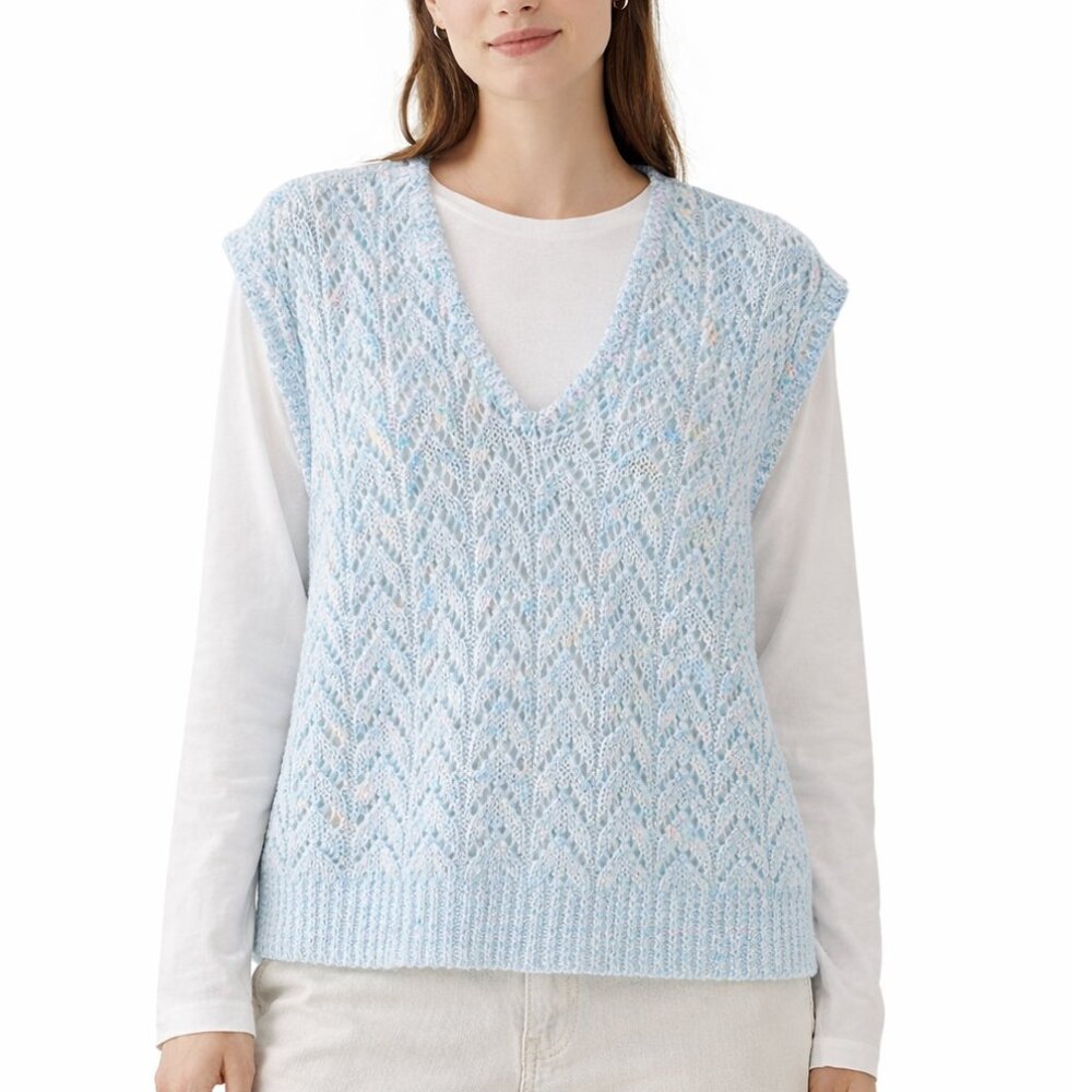 Vintage Knit Sweater V Neck Vest Scandi Copenhagen Coastal Grandma Cottagecore